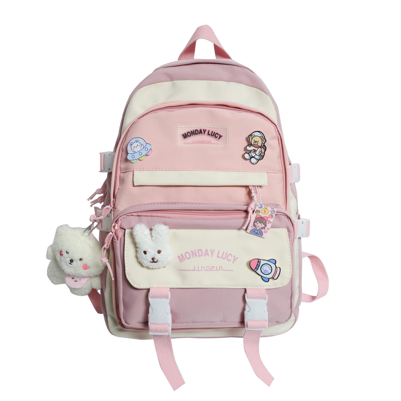 Girls' Backpack with Cute School Backpack, with Kawai Pin Accessories Chain  Girls' School Backpack Toddler Girls' Backpack(Green)