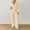 Beige, variant on Fashion Women's V-Neck Long Sleeve Cardigan, Solid Color, Loose Fit, Knitwear Set with Pants