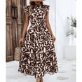 thumbnail image 2 of Robe à Manches 3/4 pour Femmes, Robe d'Été pour Femmes, Robe d'Été à Manches Volantes Plissée à Col Rond Imprimé avec Lacets, Robe d'Été pour Filles, 2 of 5