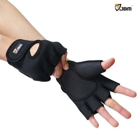 Fingerless Bike Gloves - JBM Cycling Gloves Mountain Bike Gloves Fingerless Hand Protector Safe Breathable Lightweight Comfortable Durable Cool (Black/S)