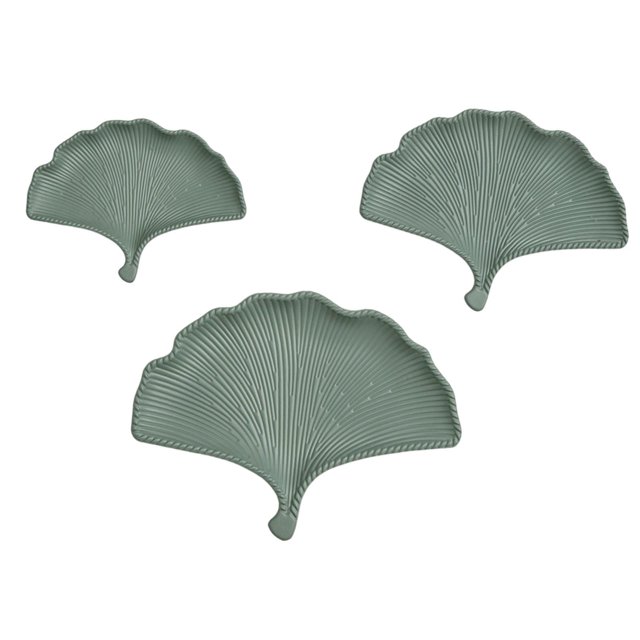 Bandeja de frutas con hojas de ginkgo de 3 piezas, elegante plato de exhibición para Acción de Gracias, accesorio decorativo Gris