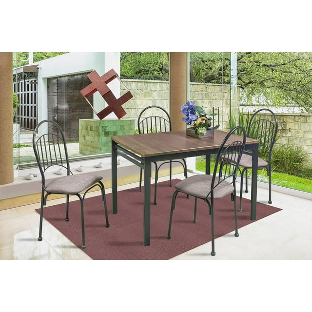 Comedor Barcelona 4 Sillas Tubular y Cubierta de PVC MOBILKRAFT
