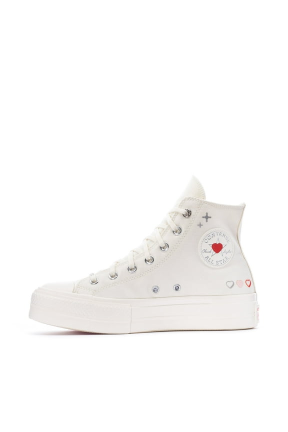 Womens' Chuck Taylor All Star Hi Top Lift Platform Sneakers, Heart Egret/Fever Dream/Egret, Size 7.5