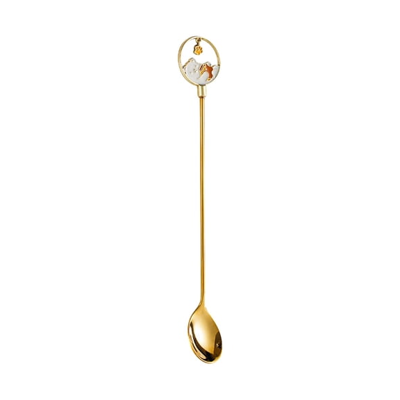Stainless Steel Spoon - Creative Cartoon Sakura Design, Long Handle For Stirring, Cute Dessert Spoon, Fruit Fork Alternative - For Coffee, Tea, Desserts, Fruit, Daily Use,