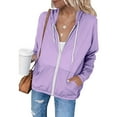 thumbnail image 6 of Htigea Womens Sun Protection Jacket Lightweight Summer Full Zip Hoodies Outdoor Athletic Long Sleeve Shirts Purple XL, 6 of 9