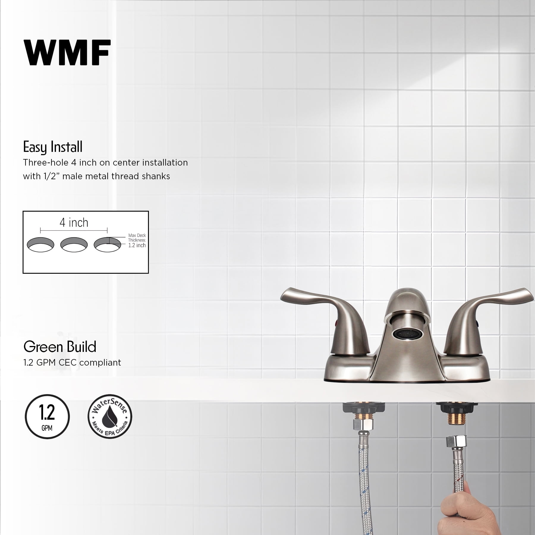 WMF Stainless Steel Silver 2-Handle Bathroom Sink Faucet