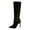 Black, variant on UngA Burgundy Boots Women's Knee High Long Boots, Stiletto Tall Pointed Toe Heeled Boot Leather Suede Comfortable Sexy Black,8
