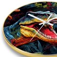 Dinosaur Round Printed Wall Clocks with Hooks and Gold Stand Silent