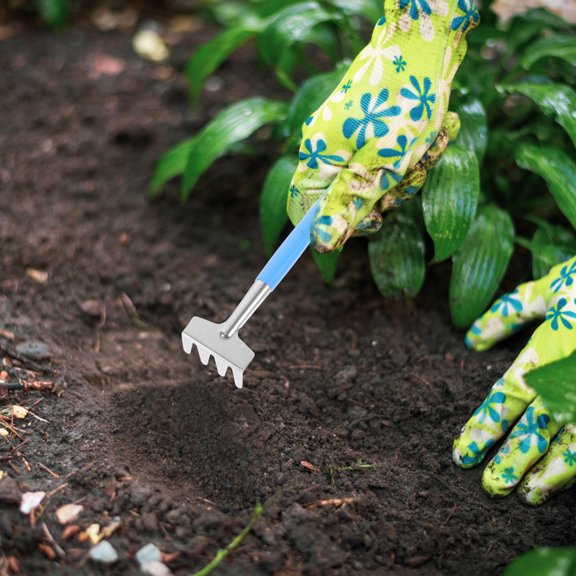 Yardwe 3Pcs Stainless Steel Gardening Spades Set with Non Skid Blue Handles for Soil Loosening