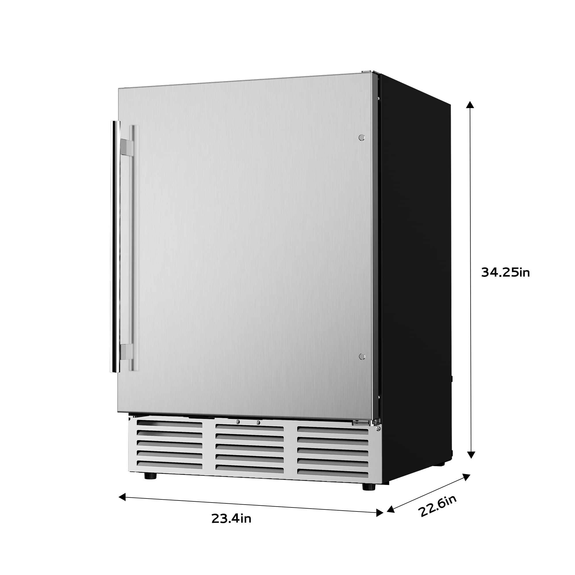 Simzlife 5 Cu.ft. Undercounter Freestanding Stainless Steel Door Beverage Refrigerator, 23.4 in W, 34.25 in H