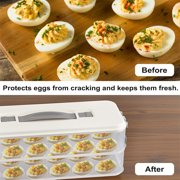 NOGIS Deviled Egg Containers with Lid, Clear Deviled Egg Platter with Handle, Fridge Stackable Eggs Tray Carrier, Suitable for Camping, Easter, Christmas (2 Layers)