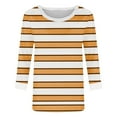 thumbnail image 4 of Fesfesfes Women's Fall T-shirt Contrast Color Three-Quarter Sleeve Round-Neck Straight Hem Tops Pullover Fashion Lightweight Blouses(Orange,M), 4 of 4
