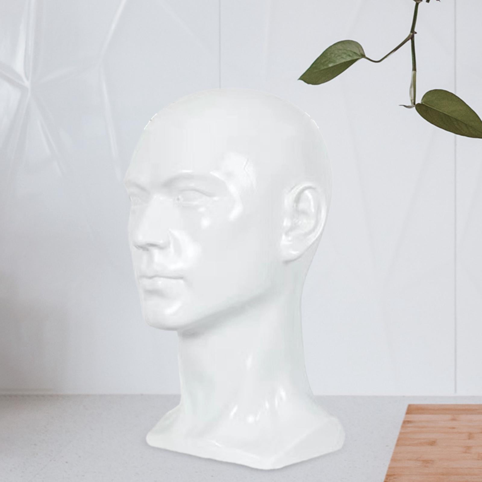 Serenable Male Mannequin Head Freestanding Stand for Making Market Barber Shop Glossy White