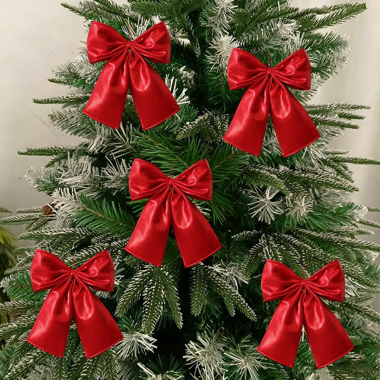 13.78*11.81Inch Christmas Tree Toppers and Decorative Bows with Ties,Vintage Style Ribbon Bowknot for Hanging on Gift Wrapping,Garland Wreath,Front Door Holiday Decor Indoor Outdoor Use