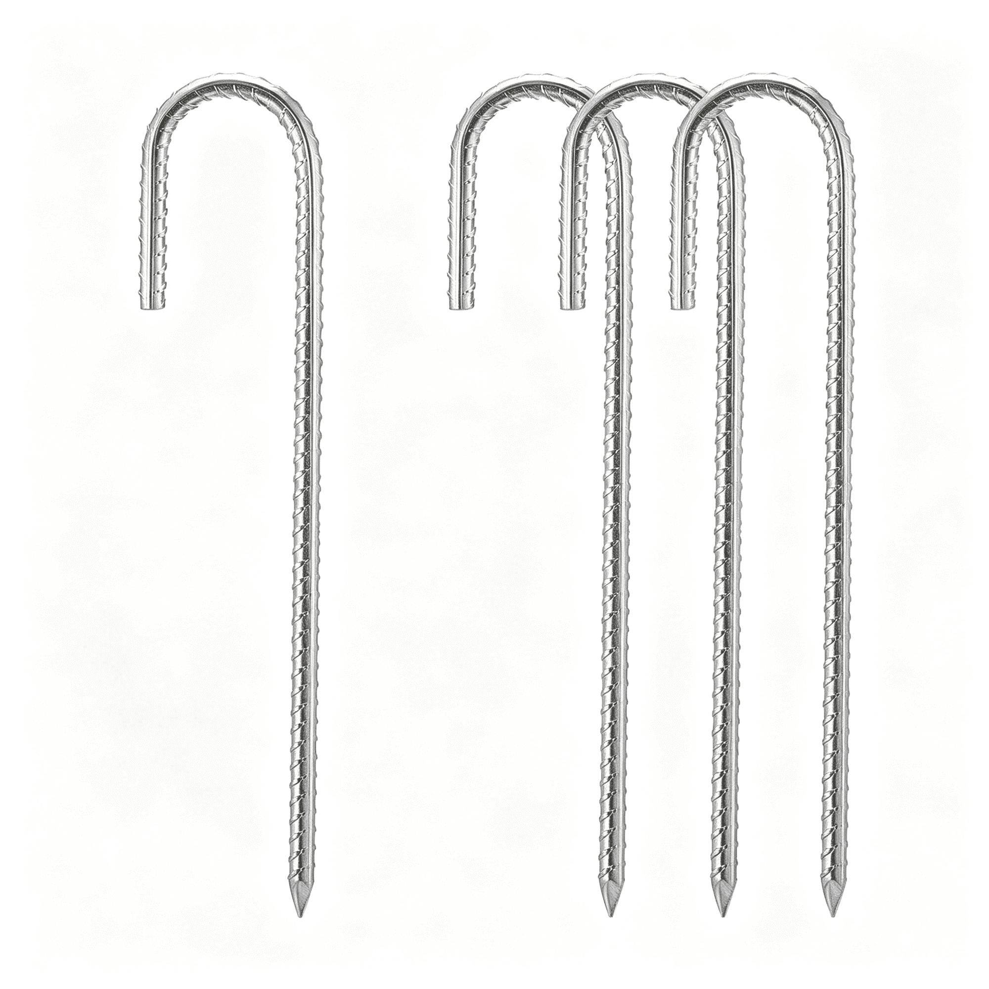 ZHZFKQ Rebar Stakes 16 Inch Heavy Duty Galvanised Steel Rebar Ground Stakes Fence Anchors Ground Stakes with Hook Ground Blind Stakes for Marquees Gazebos Tents Trampolines Camping
