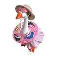 thumbnail image 3 of Summer Beach Goose Outfits for 7-Inch Lawn Goose, 5-Piece Vacation Style Clothes Set with Straw Hat, Pink Sunglasses, Watermelon Swim Ring & Gingham Dress, Porch Goose Costumes Decor, 3 of 5