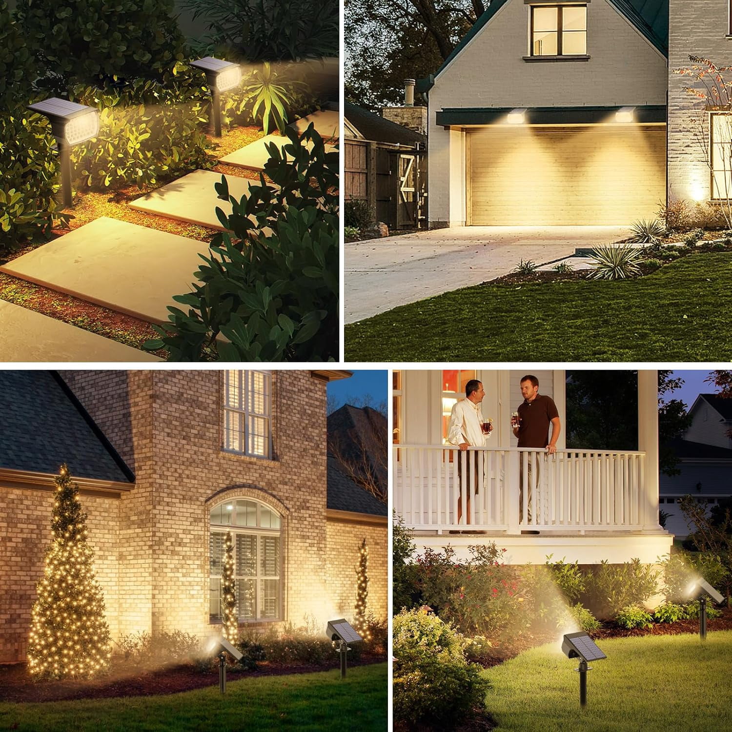 Solar Lights Outdoor, 10 pack, 3 Modes, 2-in-1 Auto On/Off, Waterproof Landscape Solar Spotlights for Yard, Garden, Wall, Pathway - Warm White