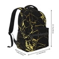 thumbnail image 2 of Mochila HKHEHOP de mármol negro y dorado para portátil escolar, 2 of 7