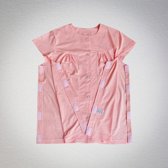 iHengLiXing Spring Tops for Womens Dressy Casual Women's Easy To Wear And Take Off Postoperative Care Clothing For Fractures Shoulder TO Short Sleeved Round Neck Top Pink S