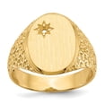 thumbnail image 1 of Solid 14k Yellow Gold 16.0x12mm Open Back Diamond Men's Engravable Monogram Signet Ring Band with CZ Cubic Zirconia Size 8.5, 1 of 6