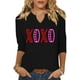 thumbnail image 2 of Camisa ehizrvo manga 3/4 con cuello en V y estampado de corazones de amor para mujer, 2 of 3