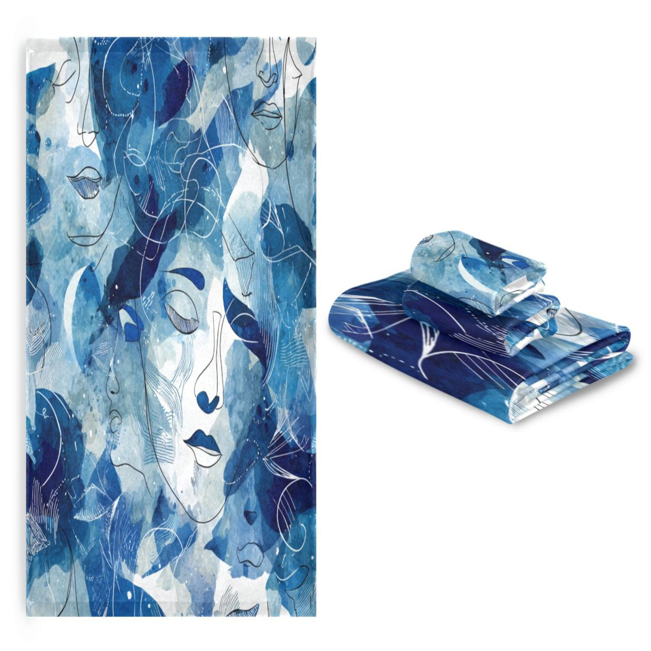 3 Piece Bath Towels Set Bath Towel, Hand Towel and Face Towel for Bathroom, Gym, Hotel Ethereal Dreamlike Elements