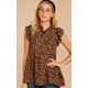 thumbnail image 3 of Blusa tipo túnica con cuello con volantes y mangas cortas con estampado floral informal para mujer, 3 of 8