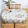 thumbnail image 4 of Spring Tablecloth Oval 60x84 Inch, Summer Outdoor Floral Tablecloth Watercolor Flower Bouquet Buffalo Plaid Table Cloth Decor for Dinner Party Picnic, 4 of 6