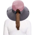 thumbnail image 3 of Ponytail Sun Bucket Hats for Women UV Protection Foldable Mesh Wide Brim Hiking Beach Fishing Summer Safari, 3 of 6