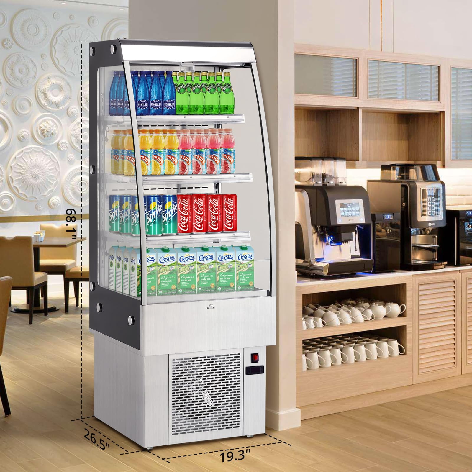 2024 New Commercial Display Refrigerator, 8.8 Cu. FT Double-Layered Glass Door, Upright Display Beverage Cooler, Merchandiser Refrigerator with Interior LED Lighting and Adjustable Shelves, 110V