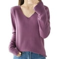 thumbnail image 2 of IMENGL Chandails pour Femmes Mode Hiver Couleur Unie, Violet 2TG, Taille m-2TG, 2 of 4