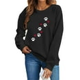 thumbnail image 3 of Feancey Women's Oversized Crewneck Sweatshirt Cute Love Heart Dog Paw Print Pullover Tops Loose Fit Long Sleeve Fleece Lined Sweatshirts Black S, 3 of 9