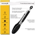 thumbnail image 2 of Small Silicone Tongs 7-Inch Mini Serving Tongs, Set of 3 (Black Gray White), 2 of 4