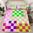 thumbnail image 2 of Erosebridal Gradient Grid Bed Sheets Set Full Size,Checkered Buffalo Bedding Full Size,Geometry Room Decorative,Breathable,4pcs, 2 of 7