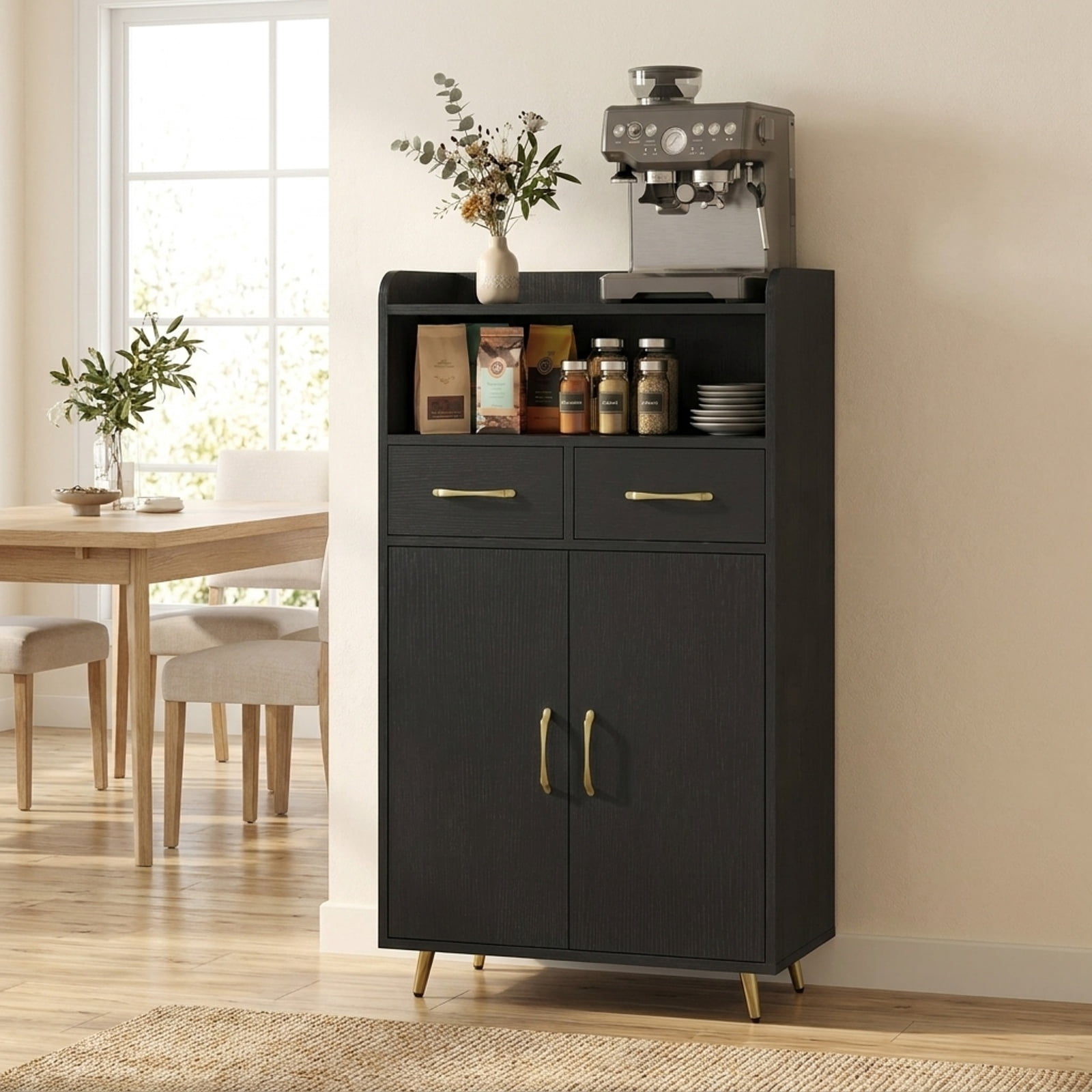 Vebreda Freestanding Bathroom Storage Cabinet, Bathroom Storage Cabinet Freestanding Floor Cabinet with 2 Drawers, Complement Various Rooms