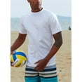 thumbnail image 3 of Gomelly Men Swimwear UPF50+ Swim Tops Loose Beach Shirt Mens Stretchy Seaside Beachwear Crew Neck Swimsuit White M, 3 of 4