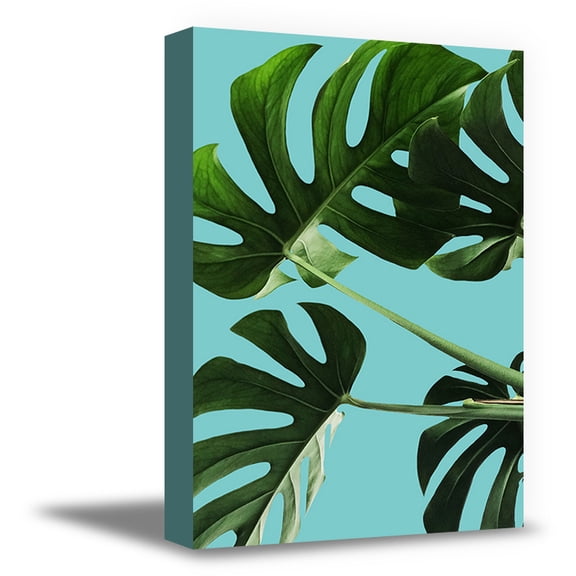 Awkward Styles Blue Canvas Art Foliage Room Decor Green Floral Framed Art Inspirational Vinyl Artwork Beautiful Nature Art Home Decor Ideas Green Leaves Decor for Bathroom Inspirational Canvas Prints