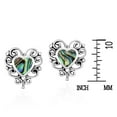thumbnail image 4 of AeraVida Elegant Vintage Simulated Abalone Shell Love Heart on Sterling Silver Filigree Stud Valentines Earrings for Women Anniversary Jewelry Gift, 4 of 5