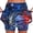 Blue, variant on Uaswgudfs Shorts for Women: High-Waisted A-Line Artistic Floral & Summer Shorts - Lightweight Casual Fashion Bottoms Multicolor L