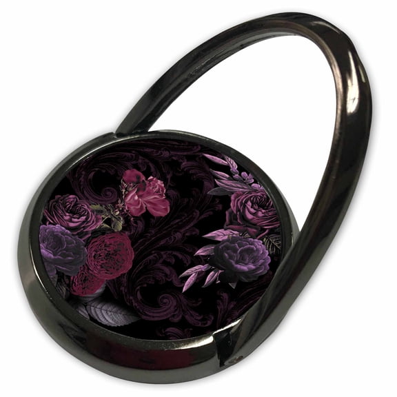 3dRose, Moody Burgundy Red And Purple Flowers On Black, Phone Ring