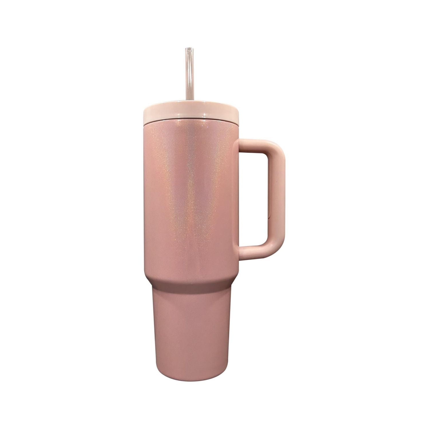 Holiday Time 40oz STAINLESS STEEL TUMBLER WITH STRAW PINK
