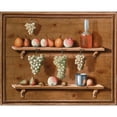 thumbnail image 2 of Jean Valette-Falgores 14x12 Gold Ornate Wood Frame and Double Matted Museum Art Print Titled - Trompe L’Oeil of Pears, Apples and Nuts Resting on Ledges and Bunches of Grapes Hanging from Le, 2 of 4