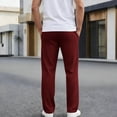 thumbnail image 4 of LWavelet Mens Waffle Knit Lounge Pants Elastic Waist Drawstring Casual Pants Deep Red 2XL, 4 of 4