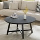 thumbnail image 1 of QinaQin Mesa de centro redonda de 36 pulgadas, diseño negro con acabado tipo madera, patas reforzadas y niveladores, ideal para sala y fácil de armar, 1 of 6