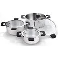 thumbnail image 3 of Ozeri ZP16-3P The 6-Piece Stainless Steel Inductive Pot Set with Straining and Hands-Free Glass Lids, Multi-Size Set, Stainless Steel, 3 of 6