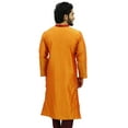 thumbnail image 4 of Atasi Men's Long Orange Dupion Band Collar Shirt Ethnic Clothing-X-Large, 4 of 7