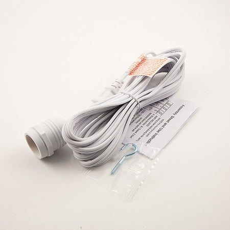 Single Socket White Commercial Grade Outdoor Pendant Light Lamp Cord Single Socket White Commercial Grade Outdoor Pendant Light Lamp Cord 11ft