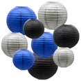 thumbnail image 1 of Linternas De Papel Linterna Colgante Redonda Decorativa Para Graduación Boda Cumpleaños Aniversario Despedida De Soltera Decoraciones Para Fiestas De Jubilación Azul Marino/Plata/Negro 9 Piezas, 1 of 5