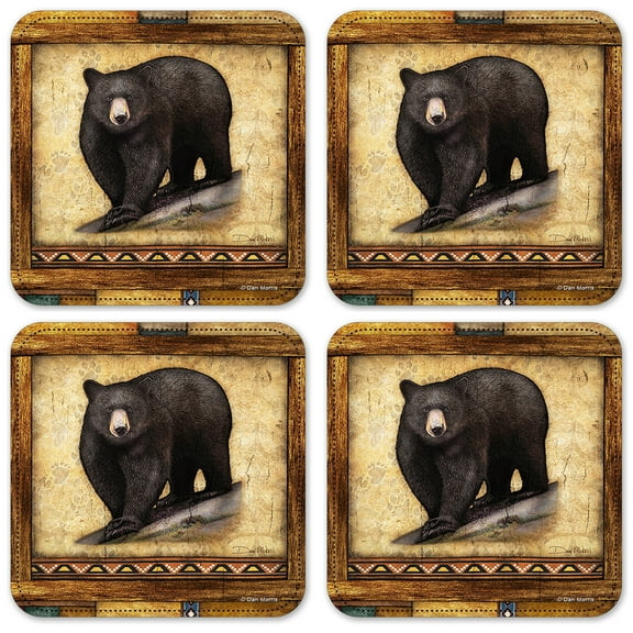 Vinyl Drink Coasters - Set of 4 - Black Bear - Image by Dan Morris