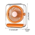 thumbnail image 3 of Ventilador de escritorio mini portátil con recarga USB, rotación de 360°, funcionamiento silencioso, diseño transparente, adecuado para oficina, dormitorio y uso al aire libre., 3 of 9
